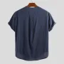 Men's Summer Linen V Neck Henley Tops Casual Fit Shirts Beach Yoga Button Shirts