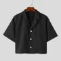 INCERUN Mens Blazer Stylish and Lightweight Korean-style Suit for Fashion-Forward Males Solid Color Short Sleeve Suit Coat
