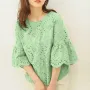 ZANZEA Women Korean Casual Shirt Daily Embroidery Hollow Ruffle Sleeve Blouses