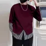 INCERUN Mens Striped Patchwork Long-Sleeve T-Shirt Design Spring Fall Casual Comfortable Crew Neck Top Male S-5XL