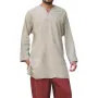 INCERUN Men Shirt Solid Color Long Sleeve Linen Shirts Mens Top V-neck Ethnic Casual Male Clothing