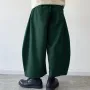 INCERUN Men Casual Loose Fit Pants with Pockets Solid Color Comfortable Wide Leg Seven-point Trousers for Spring Fall S-5XL