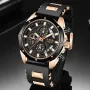 LIGE Men Watches with Silicone Strap Waterproof Chronograph Quartz Watch Luminous Calendar Sports Wristwatch