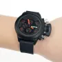 MEGIR Men Multi-functional Watch Sports Chronograph Wristwatch Waterproof Calendar Quartz Watch Comfortable Silicone Strap