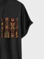 ChArmkpR Mens T-Shirts Colorful Ethnic Geometric Print Curved Hem Short Sleeve Tshirts