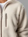 Mens Solid Stand Collar Zip Front Fleece Casual Jacket