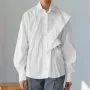 INCERUN - Camisa holgada de manga larga con diseño asimétrico para hombre, con solapa, talla grande S-5XL