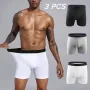 Men's 3-Pack Cotton Boxer Briefs with Comfortable Flex Waistband Breathable Solid Color Panties Boxershorts Comfy Open Front Crotch Underwear Male Sports Underpants Shorts