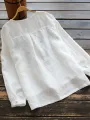 ZANZEA Plus Size Women Cotton Linen V-Neck Embroidery Patterns Casual Loose Blouse