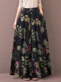 ZANZEA Women's Culottes Loose Wide Leg Pants Floral Graphic Elastic Waist Palazzo Pants Business Casual Cropped Trousers with Pockets