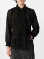INCERUN Mens Shirt Fashion Black See Through Shirts Long Sleeve Lace Up Bow Knot Black Tops Summer Men Clothing
