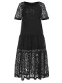 ZANZEA Plus Size Women Lace Long Dress Cold Shoulder Long Lace Croceht Hollow Out Bohemian Maxi Dress For Women