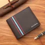Men's Short Thin Wallet Soft Leather Multi-Card Slots Coin Purse Cross Pattern Horizontal Stitch Large Capacity Fashion Wallet