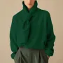 INCERUN Mens Solid Color Scarf Neck Pullover Hoodie Fashion Men Long Sleeve Top Clothing Comfortable