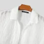 Camisas para hombre INCERUN, camisa blanca de gasa con flecos, cuello en V, solapa, manga corta, color liso