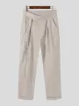 Men Japen Solid Color High Waist Loose Straight Drape Pants