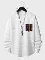Mens Ethnic Geometric Print Chest Pocket Quilted Curved Hem T-Shirts