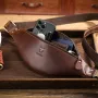 BULLCAPTAIN Riñonera de piel auténtica para hombre, bandolera informal de piel de Caballo Loco, clásica, retro, para exteriores, para montañismo, para teléfono móvil