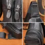 Ekphero Men Genuine Leather Chest Pack Casual Sport Sling Shoulder Backpack Fashion Crossbody Bags Black Travel Chest Bag