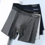 Conjunto de 4 calzoncillos bóxer largos de algodón para hombre, cómodos y antidesgaste, con dobladillo antivuelco y cintura media.