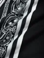 ChArmkpR Mens Ethnic Paisley Print Patchwork Ribbed Cuff Shorts