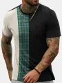 ChArmkpR Mens Plaid Patchwork Short Sleeve Crew Neck T-shirts