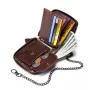 BULLCAPTAIN Dompet Pria Kulit Asli Multifungsi Dompet Lipat Dua Ritsleting RFID Anti-magnetik Tempat Kartu Multi-slot Dompet Koin