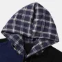 Mensclo Mens Patchwork Button Up Corduroy Preppy Plaid Hooded Shirts