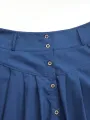 ZANZEA Plus Size Women Long Skirts, Summer Button Down Dress, Solid Color Loose Casual High Waist Long Skirt With Pocket