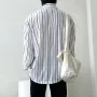 Mens Striped Lapel Double Breasted Casual Shirt Comfortable Casual Long Sleeve Shirts Lapel Top for Big Men Large Size S-5XL