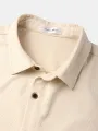 Mens Ethnic Pattern Chest Pocket Corduroy Short Sleeve Shirts