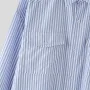 INCERUN - Camisa de manga larga a rayas con doble bolsillo para hombre, informal, holgada, con solapa, tallas S-5XL