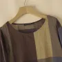 ZANZEA Women Retro Casual 3/4 Sleeve O Neck Shirt Top Plaid Loose Summer Ladylike Blouses