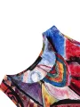 ZANZEA Plus Size Women Long Dress Retro O-neck Abstracted Print Sleeveless Beach Maxi Dress with Pockets