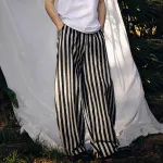 INCERUN Mens Casual Ethnic Striped Loose-Fit Pant Comfortable Wide Leg Long Trousers Plus Size for Men S-5XL