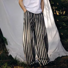INCERUN Mens Casual Ethnic Striped Loose-Fit Pant Comfortable Wide Leg Long Trousers Plus Size for Men S-5XL