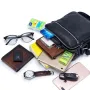 BULLCAPTAI Genuine Leather Men's Shoulder Bag Cowhide Messenger Bags Fashion Male Causal Small Double Zipper Crossbody Bag Short-distance Compact Mini Travel Bag