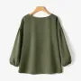 ZANZEA Women's Round Neck Drop Shoulder Lantern Sleeve Loose Casual Solid Blouses