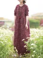 ZANZEA Women Floral Print O-Neck Long Sleeve Bohemian Holiday Maxi Dress With Pocket