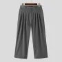 INCERUN High Fashion Sense Men Casual Pants Fold Design Solid Color Business Trousers for Men Large Size S-5XL
