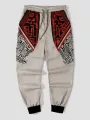 ChArmkpR Mens Pants Ethnic Tribal Print Patchwork Loose Drawstring Waist Trousers