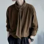 Camisa de manga larga con diseño de corbata de color liso para hombre de INCERUN, camisa informal de moda para hombre