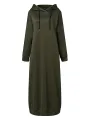 ZANZEA Women Brief Style Solid Color Drawstring Hooded Casual Dress With Pocket
