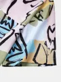 Mens Allover Graffiti Color Block Print Pocket Short Sleeve Shirts