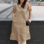 ZANZEA - Vestidos de verano para mujer, estilo vintage, informal, con mangas abullonadas, cuello cuadrado, holgado, liso