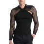 INCERUN Mens Two-piece Suit Black Tops Fashion Hollow Out Cutoff Long Sleeve Top & Sleeveless Tank Top Streetwear Summer Party Male Clothing Tops