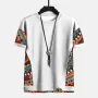 ChArmkpR Mens Ethnic Geometric Pattern Stitching Texture Short Sleeve Streetwear T-Shirts