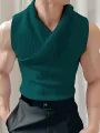 INCERUN Mens Solid Color Design Crossover V-neck Soft Tanks
