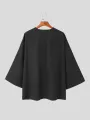 INCERUN Men Shirts Irregular Slant Buttoned Round Neck Top Shirt Long Sleeve Daily Shirts Casual Loose Men Clothing
