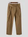 Men Japen Solid Color High Waist Loose Straight Drape Pants